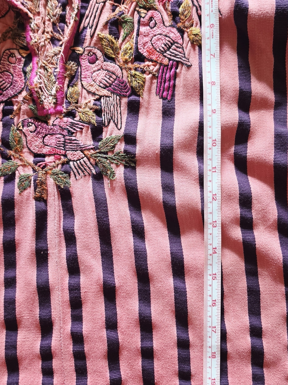 Arloom Vintage Huipil Top Pink With Purple Stripes - Picture 8 of 12